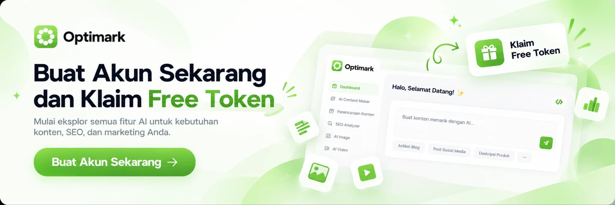 Optimark - Buat Akun Sekarang dan Klaim Free Token untuk Eksplor Fitur AI